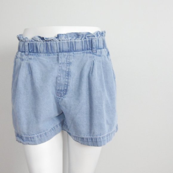 American Eagle Medium Wash Paperbag Waist Denim Jean Shorts Pockets Medium - Picture 3 of 13